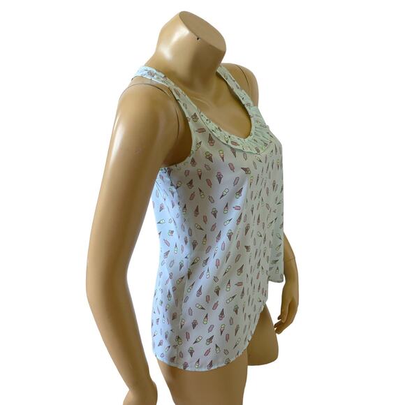 CANDIES Womens Size XS Sleeveless Ruffled Ice Cream Cone Print Tank Top Shirt - Picture 2 of 9